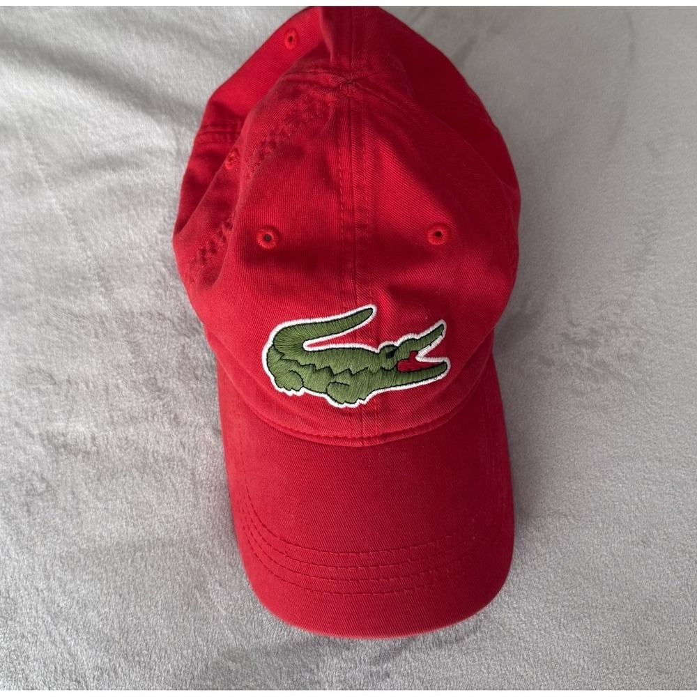 Lacoste Unisex Oversized One Size Adjustable Cotton Cap Hat Rogue Red RK4314 51